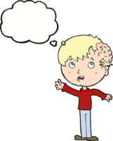 cartoon boy with growth on head with thought bubble png