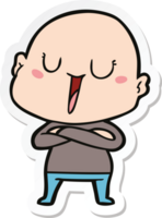 sticker of a happy cartoon bald man png