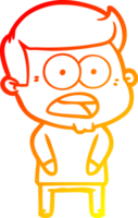 warm gradient line drawing of a cartoon shocked man png