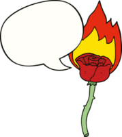 cartoon flaming rose with speech bubble png