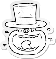 distressed sticker of a cartoon pig wearing top hat png