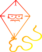 warm gradient line drawing of a cartoon angry kite png