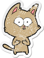 distressed sticker of a cartoon cat png