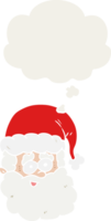 dibujos animados Papa Noel claus con pensamiento burbuja en retro estilo png