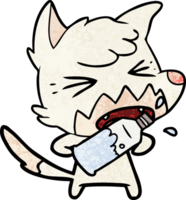 angry cartoon fox opening water bottle png