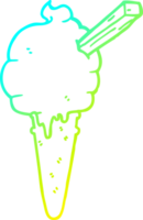 cold gradient line drawing of a cartoon ice cream png