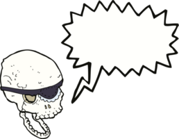 cartoon spooky skull with eye patch with speech bubble png