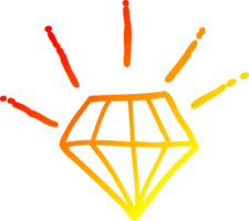 warm Gradient Linie Zeichnung von ein Karikatur tätowieren Diamant png