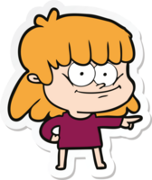 sticker of a cartoon girl smiling png