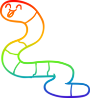 rainbow gradient line drawing of a cartoon worm png