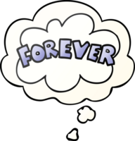 cartoon word Forever with thought bubble in smooth gradient style png