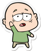 sticker of a cartoon tired bald man png