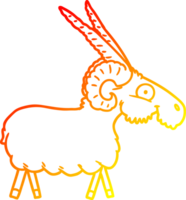 warm gradient line drawing of a cartoon goat png