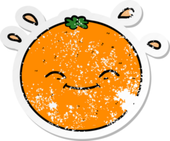 vinheta angustiada de uma laranja de desenho animado png