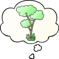 cartoon tree with thought bubble in smooth gradient style png