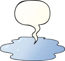 cartoon puddle of water with speech bubble in smooth gradient style png