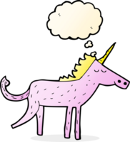 Cartoon-Einhorn mit Gedankenblase png