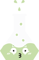 flat color retro cartoon of a science beaker png