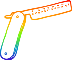 rainbow gradient line drawing of a cartoon cut throat razor png