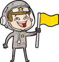 caricatura, reír, astronauta, ondear, bandera png