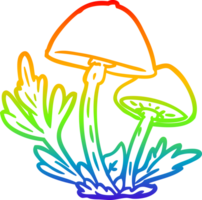 rainbow gradient line drawing of a wild mushrooms png