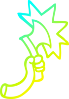 cold gradient line drawing of a cartoon arm with axe png