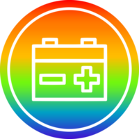 industrieel accu circulaire icoon met regenboog helling af hebben png