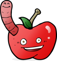 cartoon apple with worm png