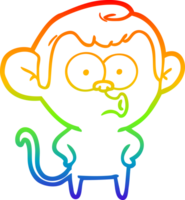 rainbow gradient line drawing of a cartoon surprised monkey png