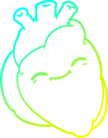 cold gradient line drawing of a cartoon happy heart png