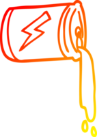 warm gradient line drawing of a cartoon pouring soda can png