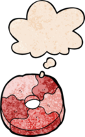 cartoon biscuit with thought bubble in grunge texture style png