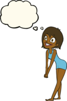 cartoon excited woman with thought bubble png