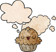 cute cartoon pie with thought bubble in grunge texture style png