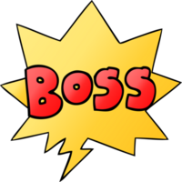 cartoon word boss with speech bubble in smooth gradient style png