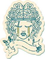 Retro Tattoo Style crying elf barbarian character face png