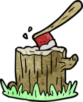 cartoon axe stuck in tree stump png