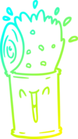 cold gradient line drawing of a cartoon happy exploding soup can png