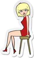 sticker of a cartoon woman sitting on stool png