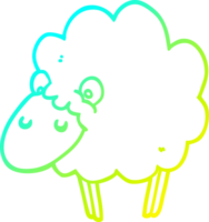 cold gradient line drawing of a cartoon sheep png