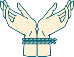 iconic tattoo style image of a pair of tied hands png