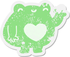 cute waving frog grunge sticker png