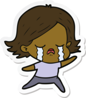 sticker of a cartoon girl crying png