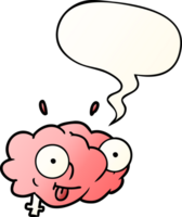 funny cartoon brain with speech bubble in smooth gradient style png