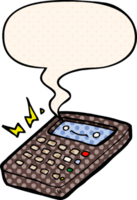 cartone animato calcolatrice con discorso bolla nel comico libro stile png