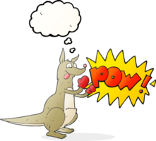 hand drawn thought bubble cartoon boxing kangaroo png