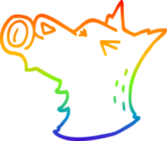 regnbåge lutning linje teckning av en tecknad serie ylande hund png