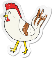 retro distressed sticker of a cartoon chicken png