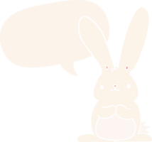 dessin animé lapin avec discours bulle dans rétro style png