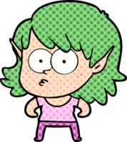 Cartoon-Elf-Mädchen starrt png